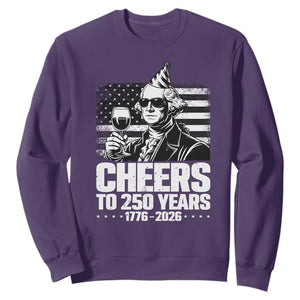 Funny George Washington Cheers To 250 Years Sweatshirt TS12 Purple Print Your Wear