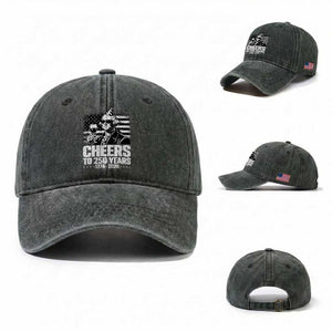 Funny George Washington Cheers To 250 Years Washed Cotton Baseball Cap TS12 Washed Cap Universal Fit Dark Green Print Your Wear