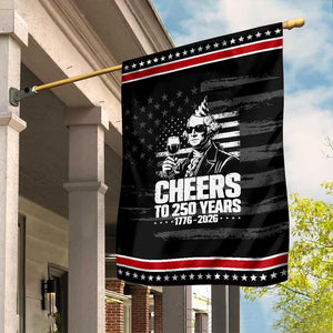 Funny George Washington Cheers To 250 Years Garden Flag TS12 Distressed Black Red Print Your Wear