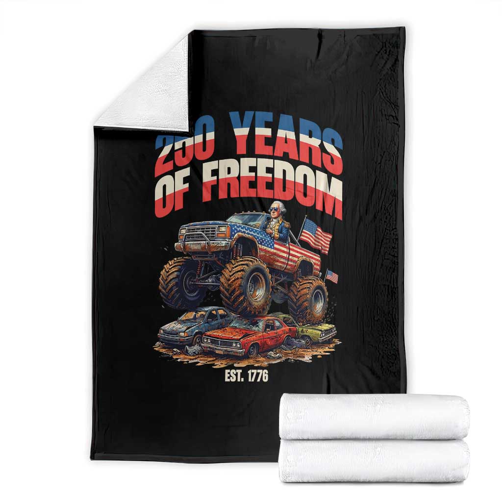 Funny George Washington Monster Truck Throw Blanket USA 250th Anniversary TS12 Black Print Your Wear