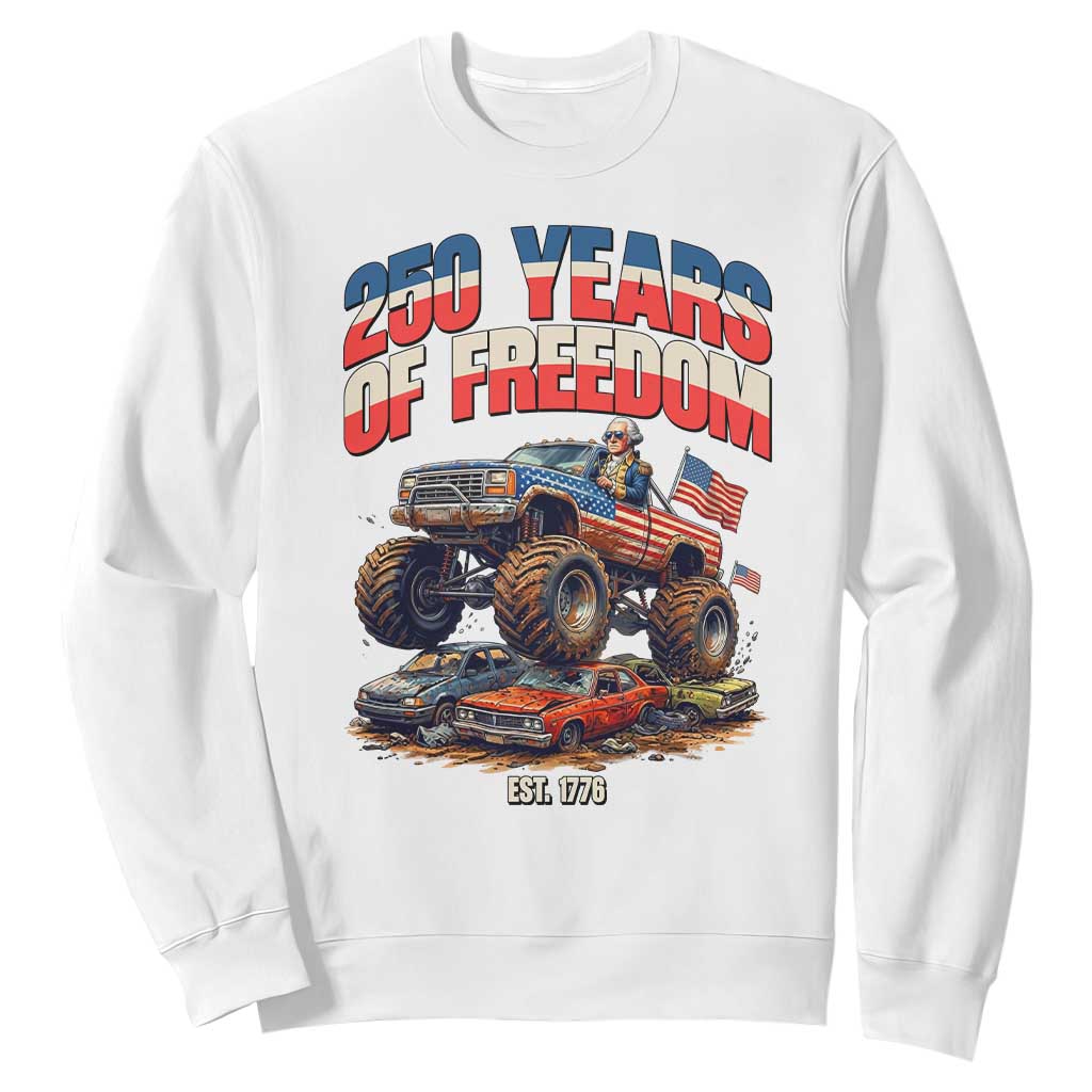 Funny George Washington Monster Truck Sweatshirt USA 250th Anniversary TS12 White Print Your Wear