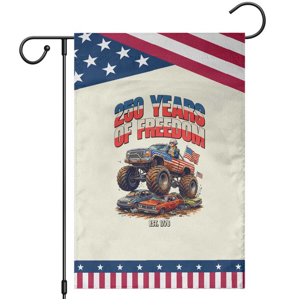 Funny George Washington Monster Truck Patriotic Garden Flag USA 250th Anniversary TS12 Modern Beige Blue Print Your Wear