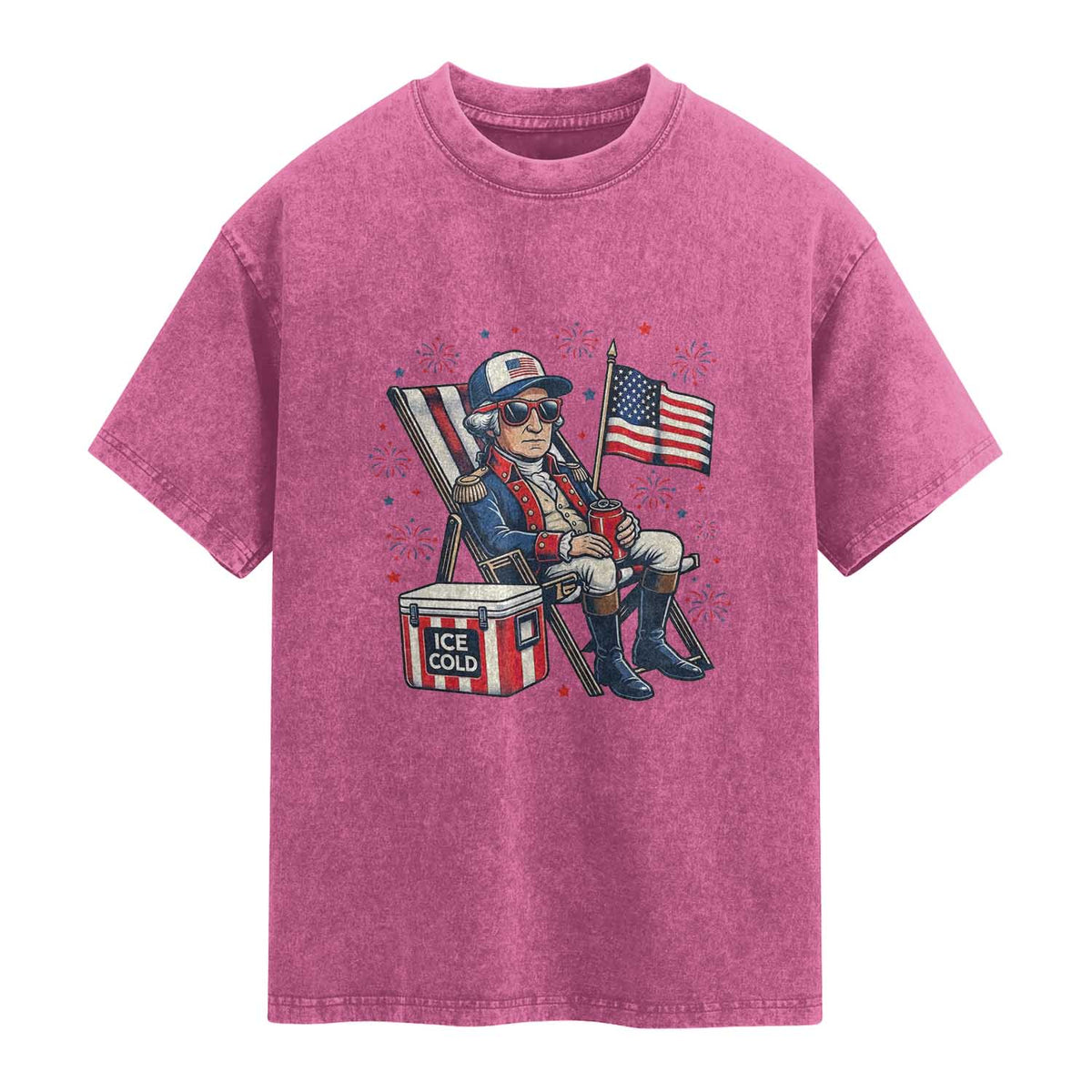 Proud American George Washington Patriotic Washed Cotton T-Shirt