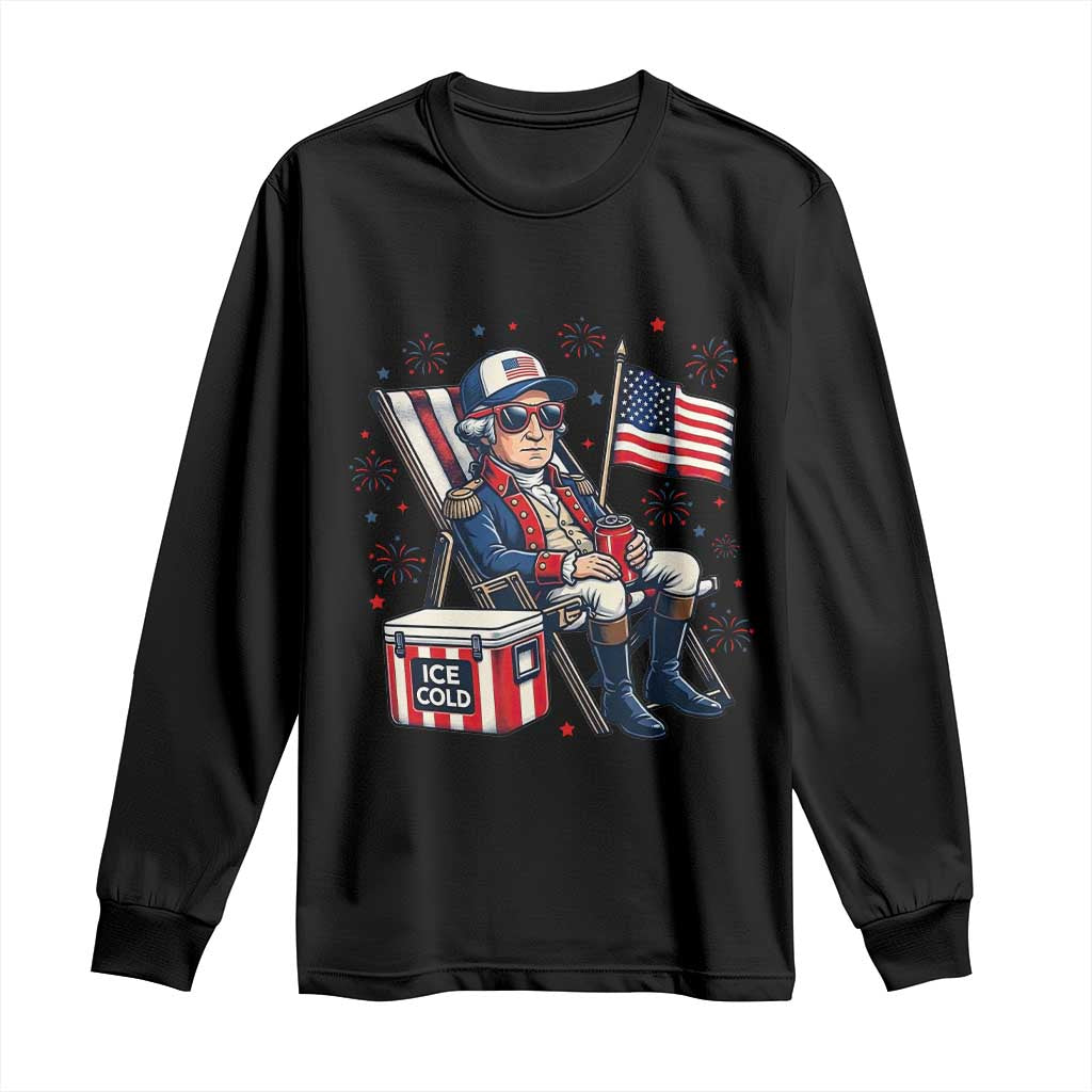 Proud American George Washington Patriotic Long Sleeve Shirt TS12 Black Print Your Wear