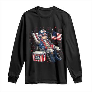 Proud American George Washington Patriotic Long Sleeve Shirt TS12 Black Print Your Wear
