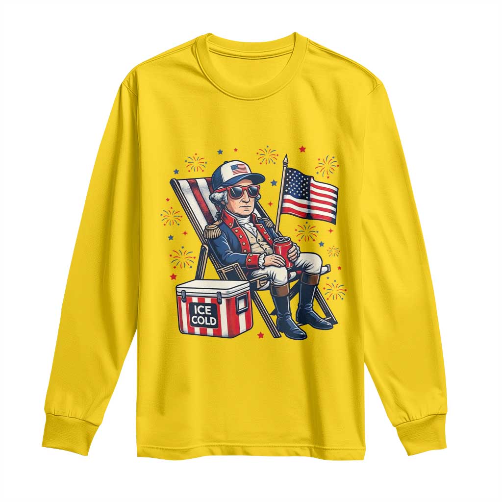 Proud American George Washington Patriotic Long Sleeve Shirt TS12 Daisy Print Your Wear