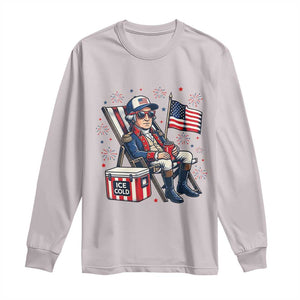Proud American George Washington Patriotic Long Sleeve Shirt TS12 Ice Gray Print Your Wear