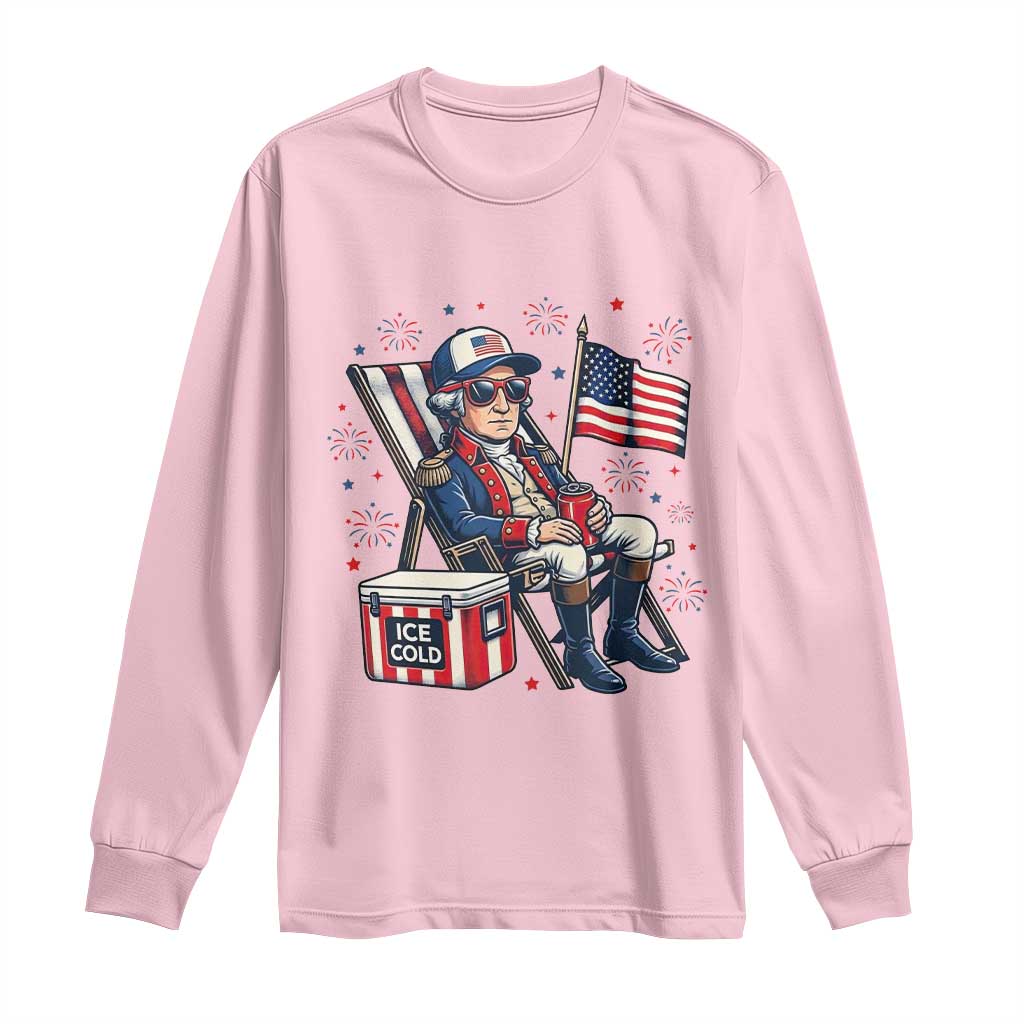 Proud American George Washington Patriotic Long Sleeve Shirt TS12 Light Pink Print Your Wear