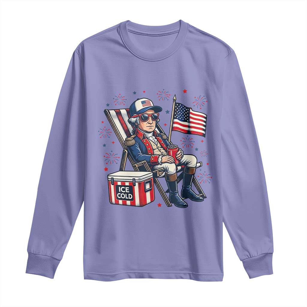 Proud American George Washington Patriotic Long Sleeve Shirt TS12 Violet Print Your Wear