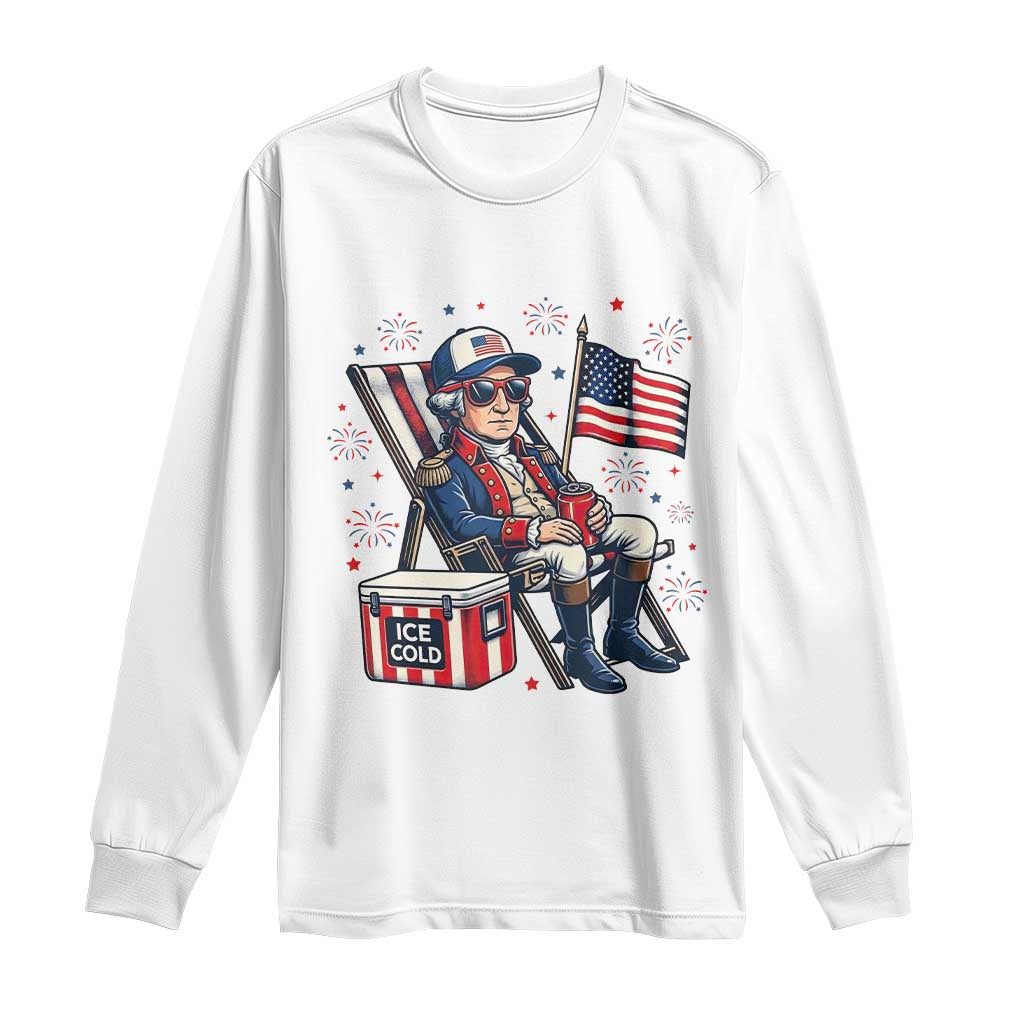 Proud American George Washington Patriotic Long Sleeve Shirt TS12 White Print Your Wear