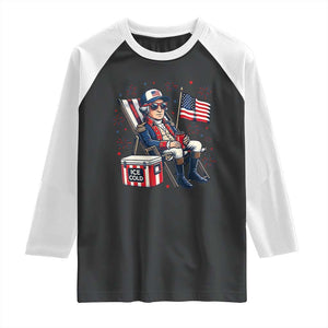 Proud American George Washington Patriotic Raglan Shirt TS12 Black White Print Your Wear