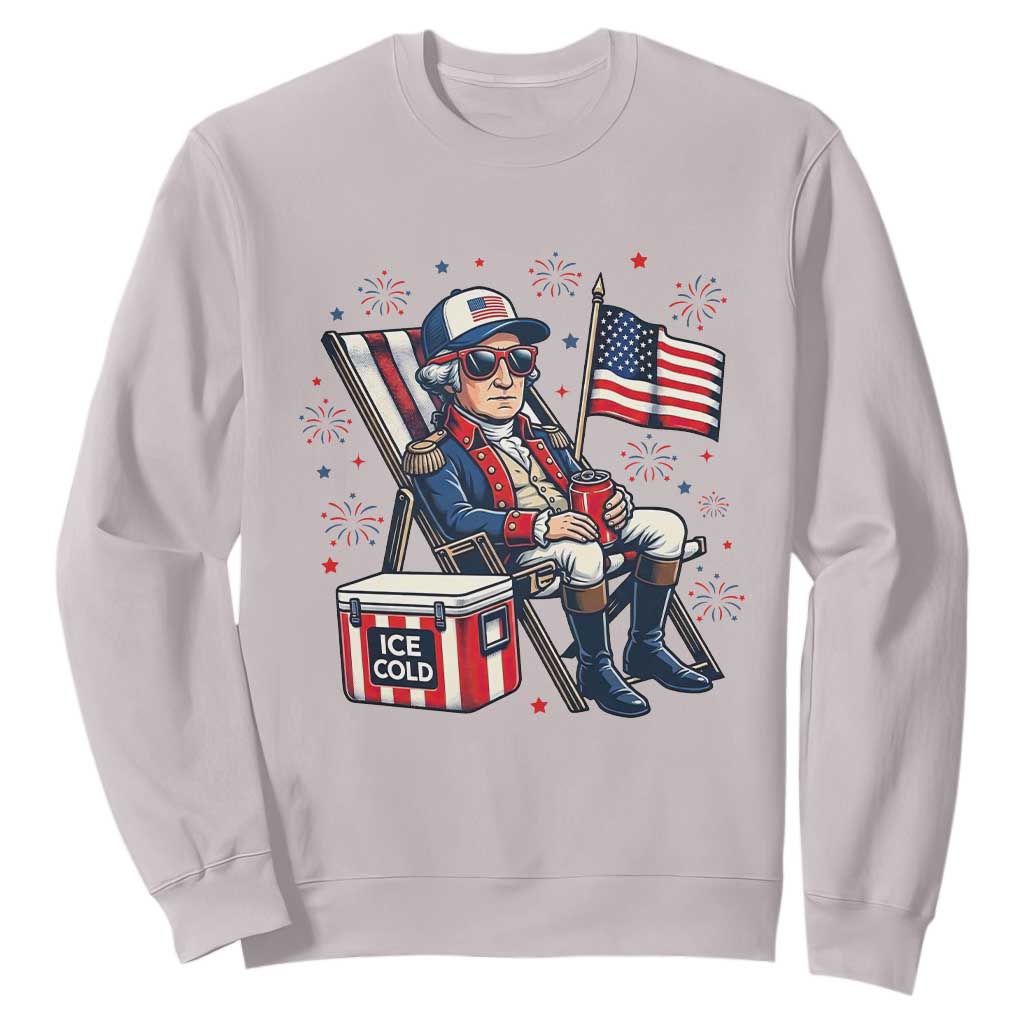 Proud American George Washington Patriotic Sweatshirt TS12 Ice Gray Print Your Wear