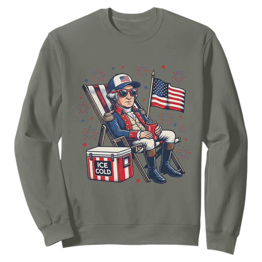 Proud American George Washington Patriotic Sweatshirt TS12 Military Green Print Your Wear