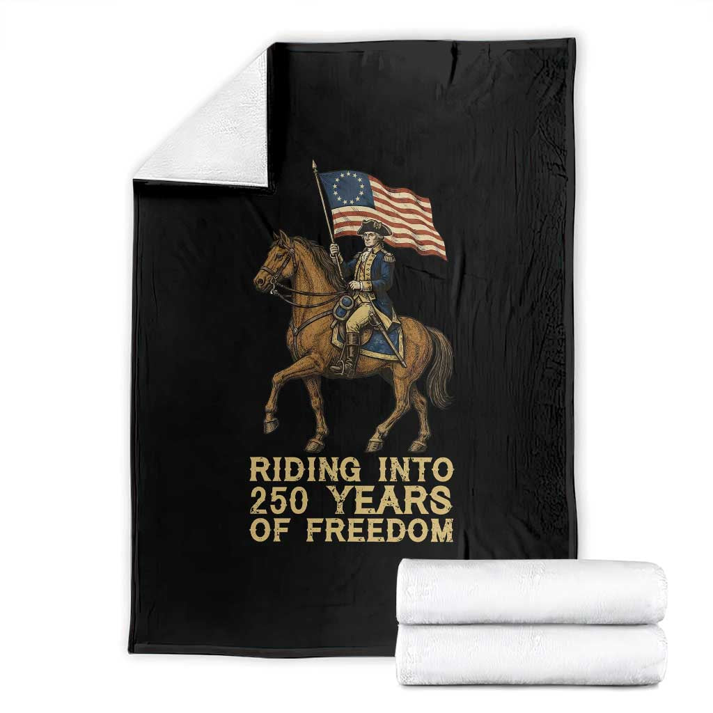 George Washington Throw Blanket Riding Into 250 Years Of Freedom TS12 Black Print Your Wear