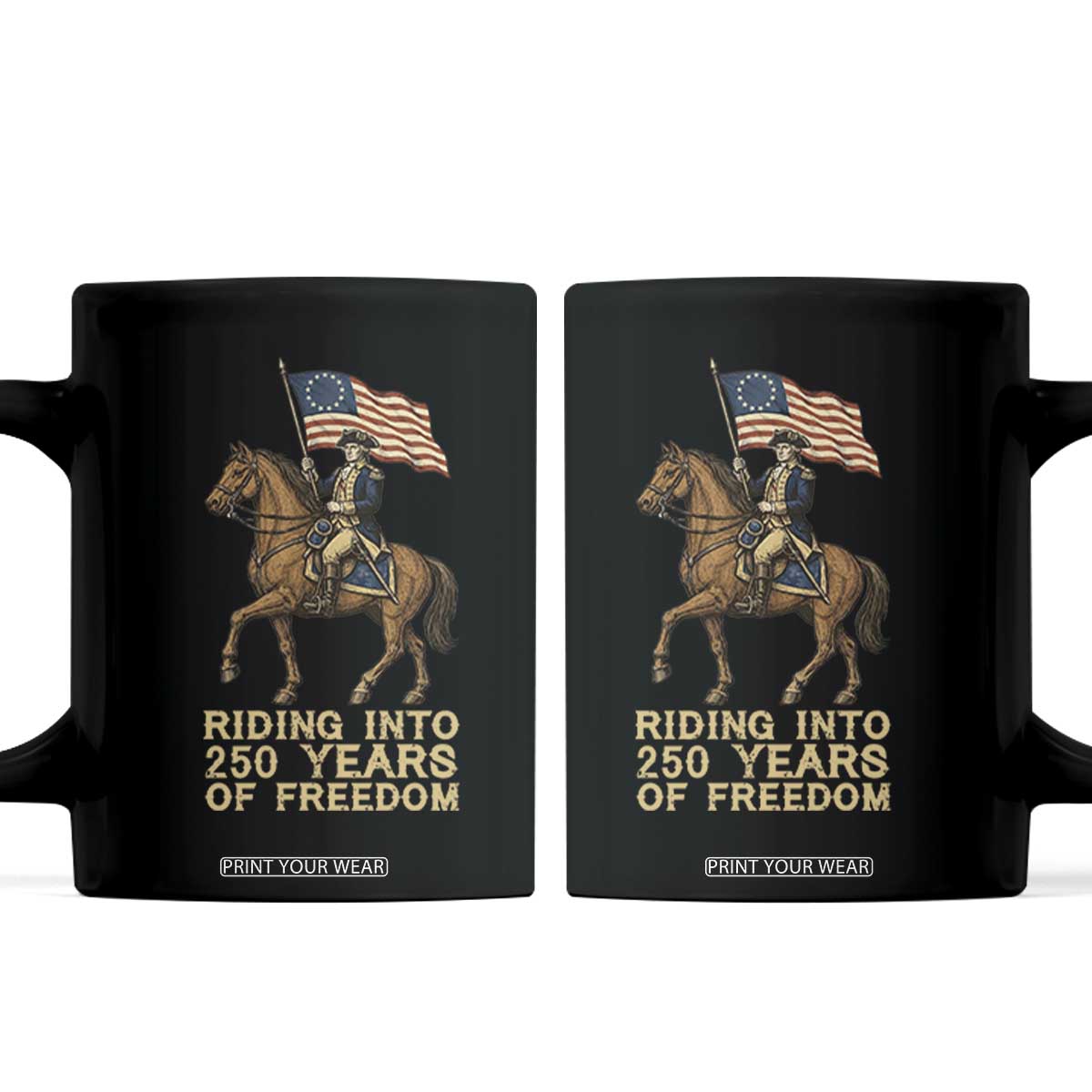George Washington Coffee Mug Riding Into 250 Years Of Freedom TS12 Black Print Your Wear