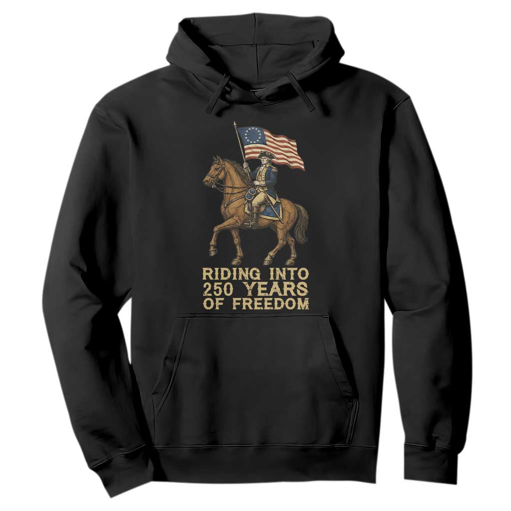 George Washington Hoodie Riding Into 250 Years Of Freedom TS12 Black Print Your Wear