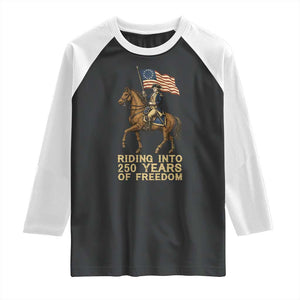 George Washington Raglan Shirt Riding Into 250 Years Of Freedom TS12 Black White Print Your Wear