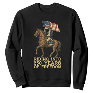 George Washington Sweatshirt Riding Into 250 Years Of Freedom TS12 Black Print Your Wear