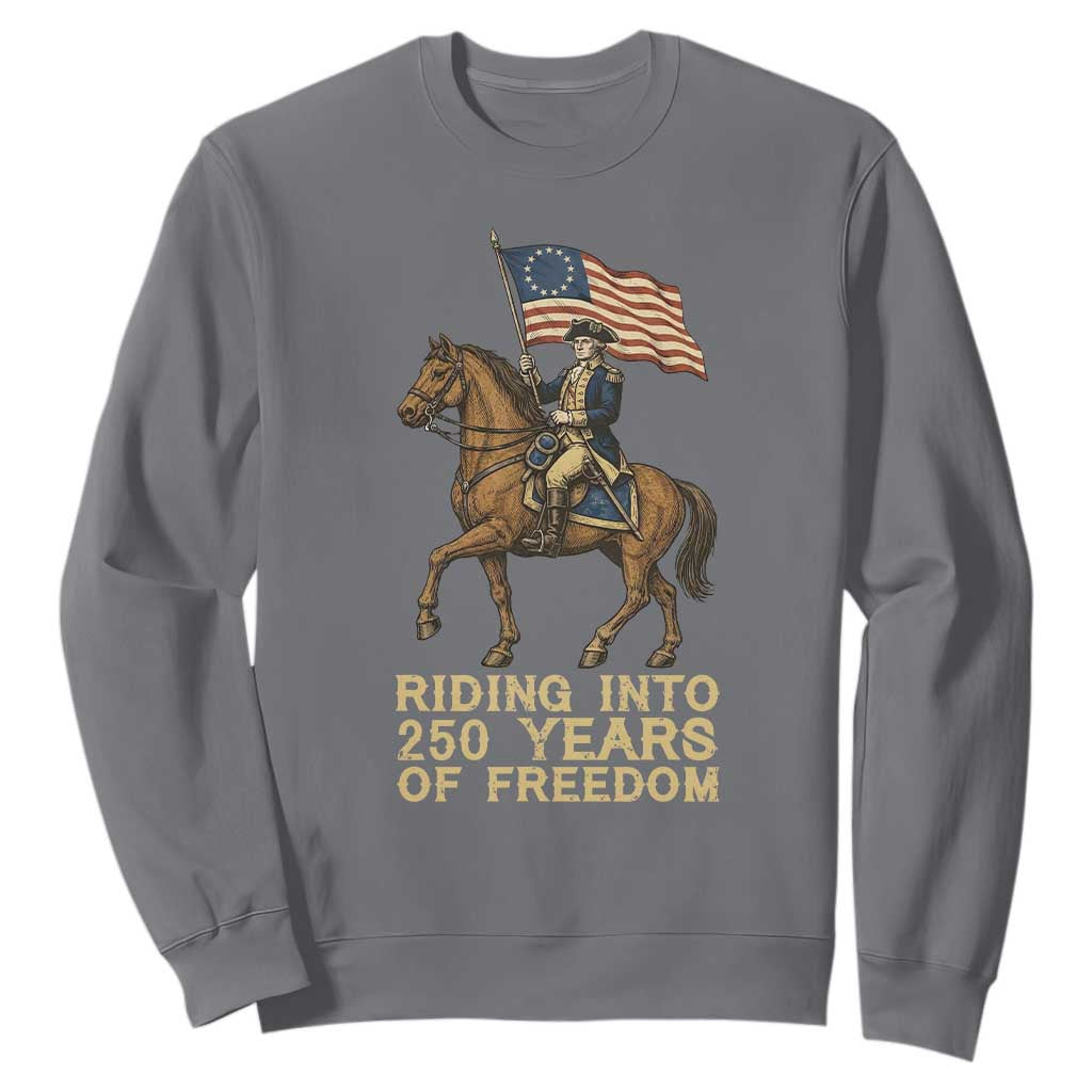 George Washington Sweatshirt Riding Into 250 Years Of Freedom TS12 Charcoal Print Your Wear
