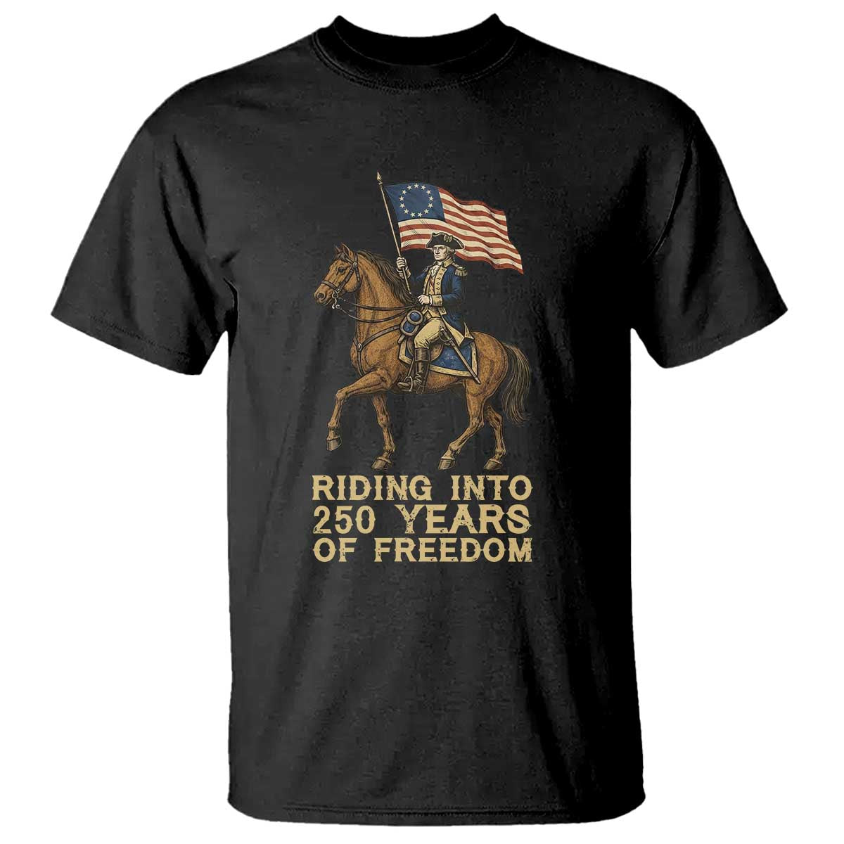 George Washington T Shirt Riding Into 250 Years Of Freedom TS12 Black Print Your Wear