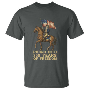 George Washington T Shirt Riding Into 250 Years Of Freedom TS12 Dark Heather Print Your Wear