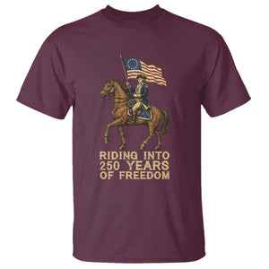George Washington T Shirt Riding Into 250 Years Of Freedom TS12 Maroon Print Your Wear