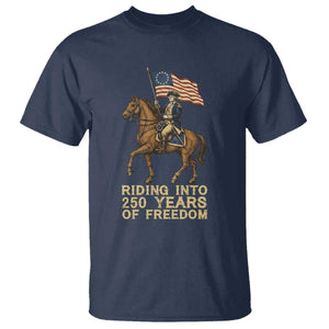 George Washington T Shirt Riding Into 250 Years Of Freedom TS12 Navy Print Your Wear
