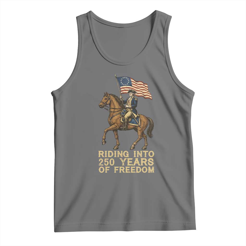 George Washington Tank Top Riding Into 250 Years Of Freedom TS12 Black Heather Print Your Wear