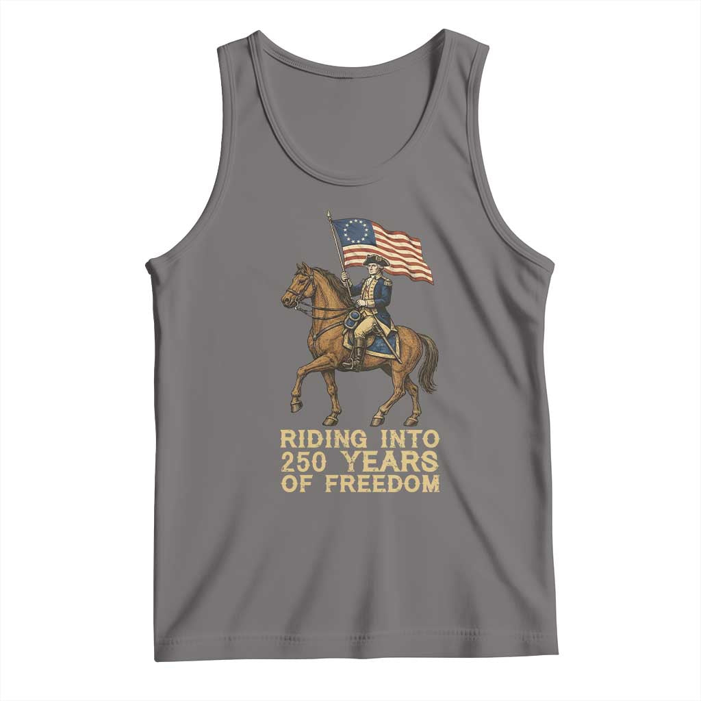 George Washington Tank Top Riding Into 250 Years Of Freedom TS12 Deep Heather Print Your Wear