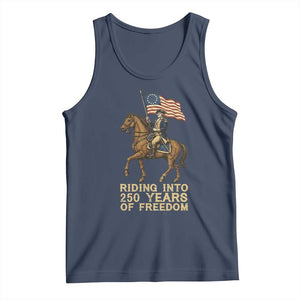 George Washington Tank Top Riding Into 250 Years Of Freedom TS12 Navy Print Your Wear