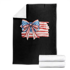 Patriotic American Flag Bow Throw Blanket Gift For Women TS12 Black Print Your Wear