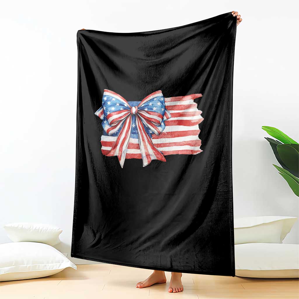 Patriotic American Flag Bow Throw Blanket Gift For Women TS12 Print Your Wear