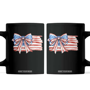 Patriotic American Flag Bow Coffee Mug Gift For Women TS12 Black Print Your Wear