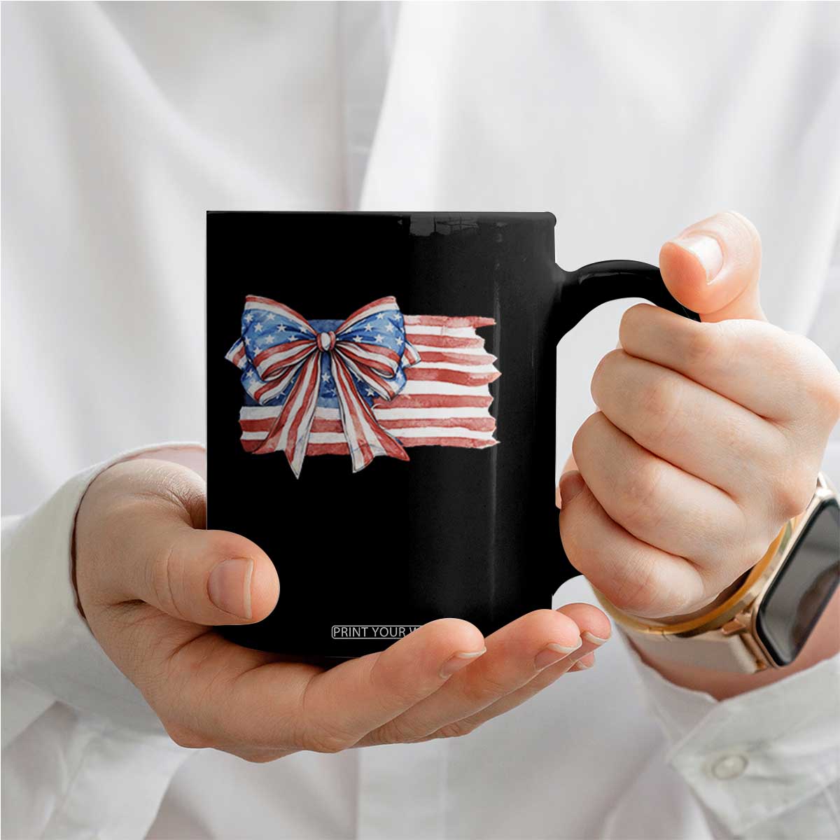 Patriotic American Flag Bow Coffee Mug Gift For Women TS12 Print Your Wear