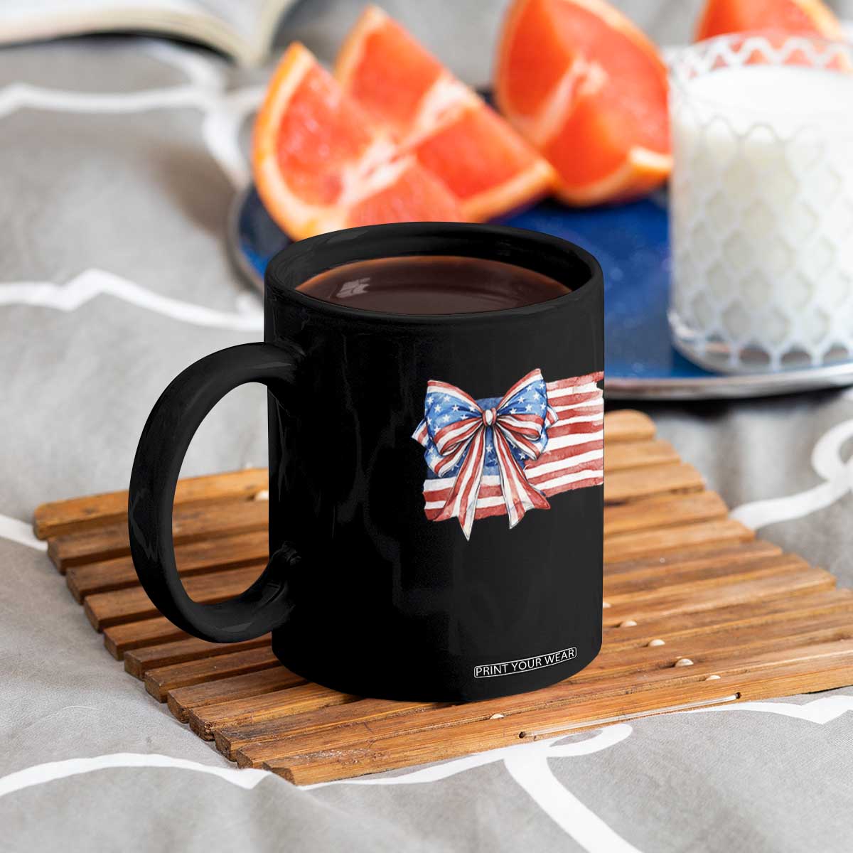 Patriotic American Flag Bow Coffee Mug Gift For Women TS12 Print Your Wear