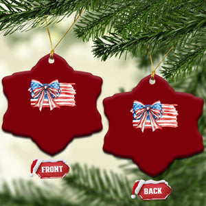 Patriotic American Flag Bow Ceramic Ornament Gift For Women TS12 Print Your Wear