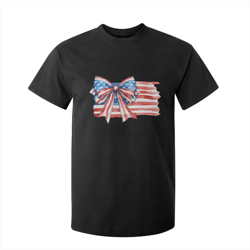 Patriotic American Flag Bow T Shirt For Kid Gift For Women TS12 Black Print Your Wear