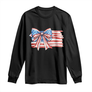 Patriotic American Flag Bow Long Sleeve Shirt Gift For Women TS12 Black Print Your Wear