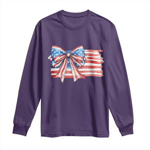 Patriotic American Flag Bow Long Sleeve Shirt Gift For Women TS12 Purple Print Your Wear