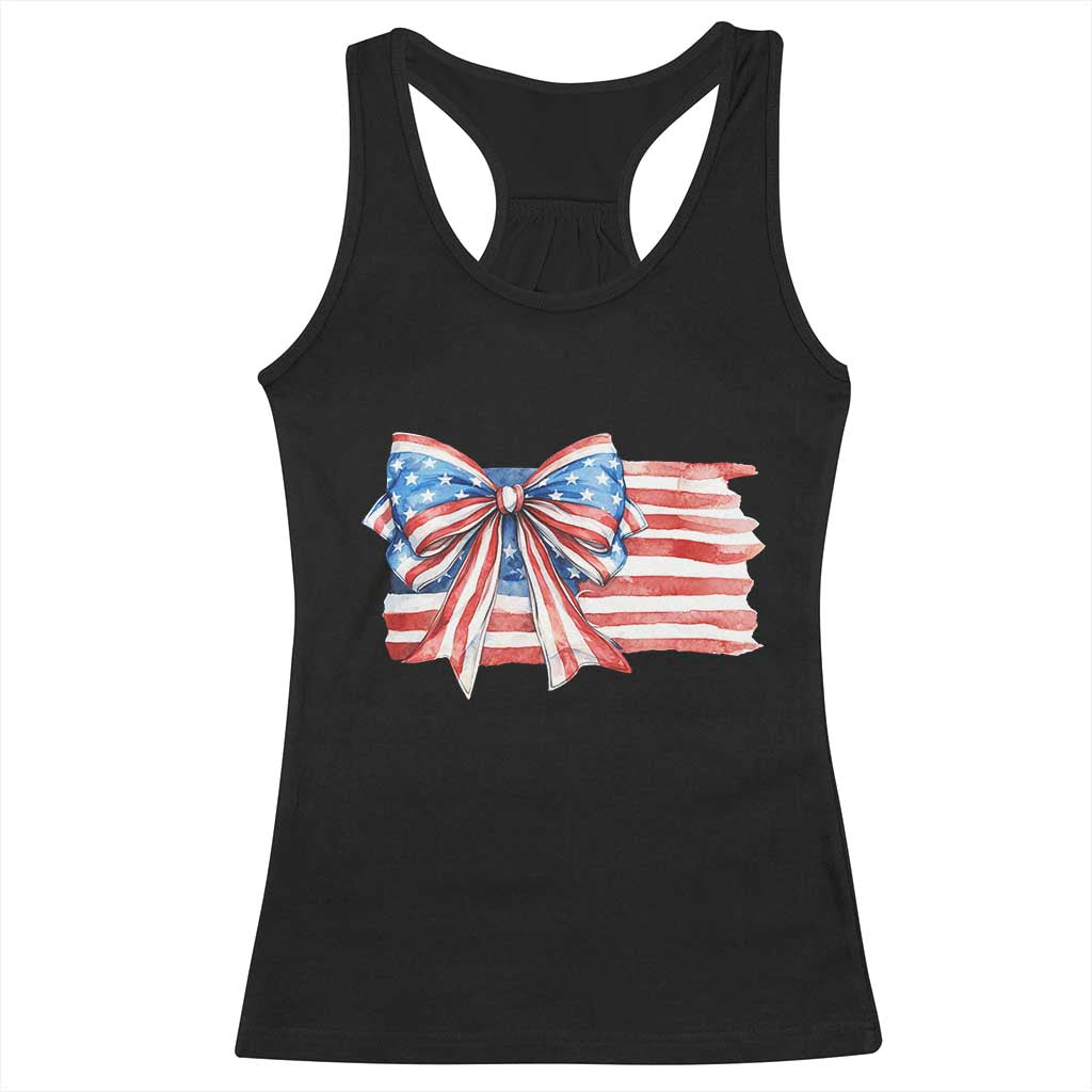 Patriotic American Flag Bow Racerback Tank Top Gift For Women TS12 Black Print Your Wear