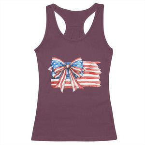 Patriotic American Flag Bow Racerback Tank Top Gift For Women TS12 Maroon Print Your Wear