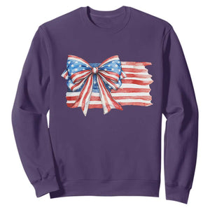 Patriotic American Flag Bow Sweatshirt Gift For Women TS12 Purple Print Your Wear