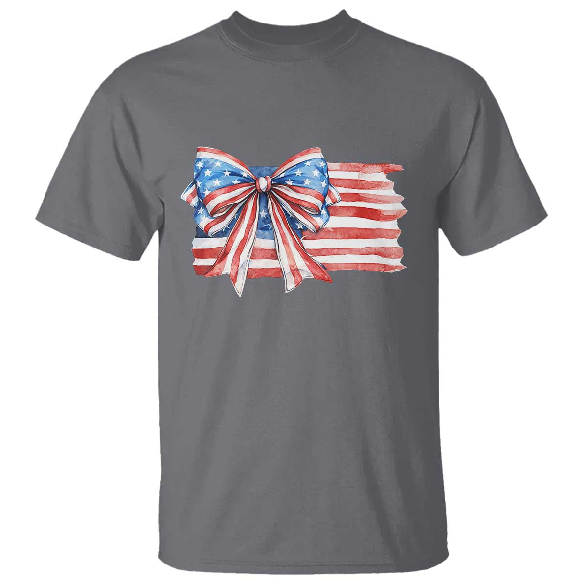 Patriotic American Flag Bow T Shirt Gift For Women TS12 Charcoal Print Your Wear