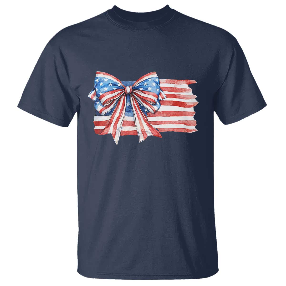 Patriotic American Flag Bow T Shirt Gift For Women TS12 Navy Print Your Wear