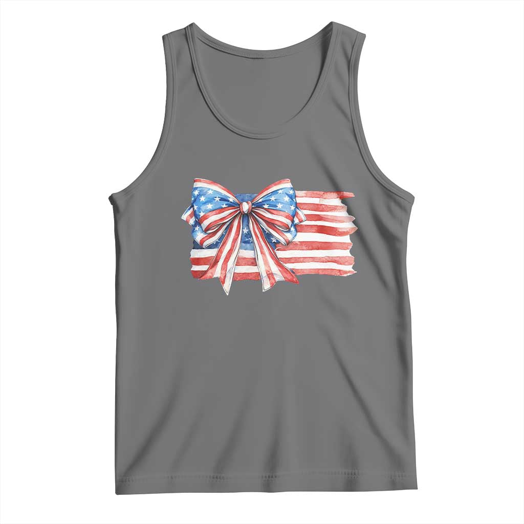 Patriotic American Flag Bow Tank Top Gift For Women TS12 Black Heather Print Your Wear