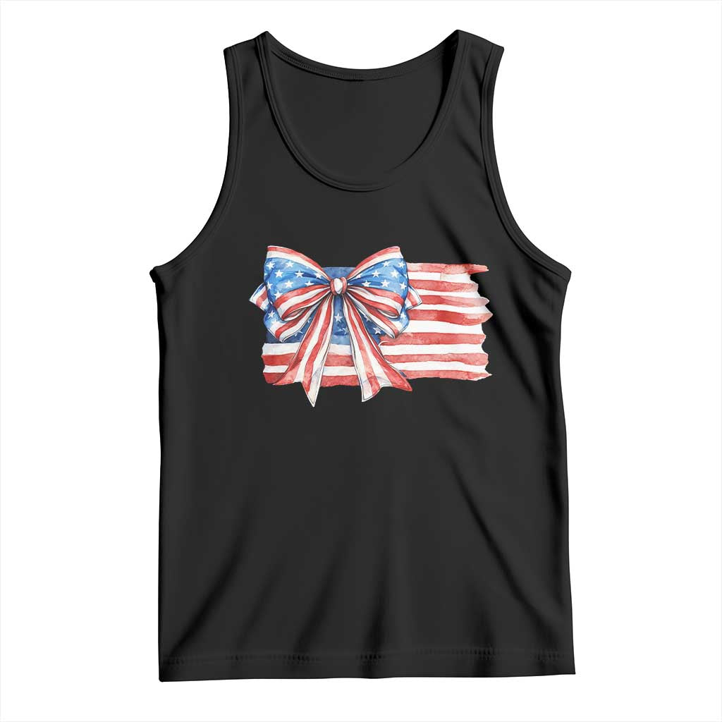 Patriotic American Flag Bow Tank Top Gift For Women TS12 Black Print Your Wear