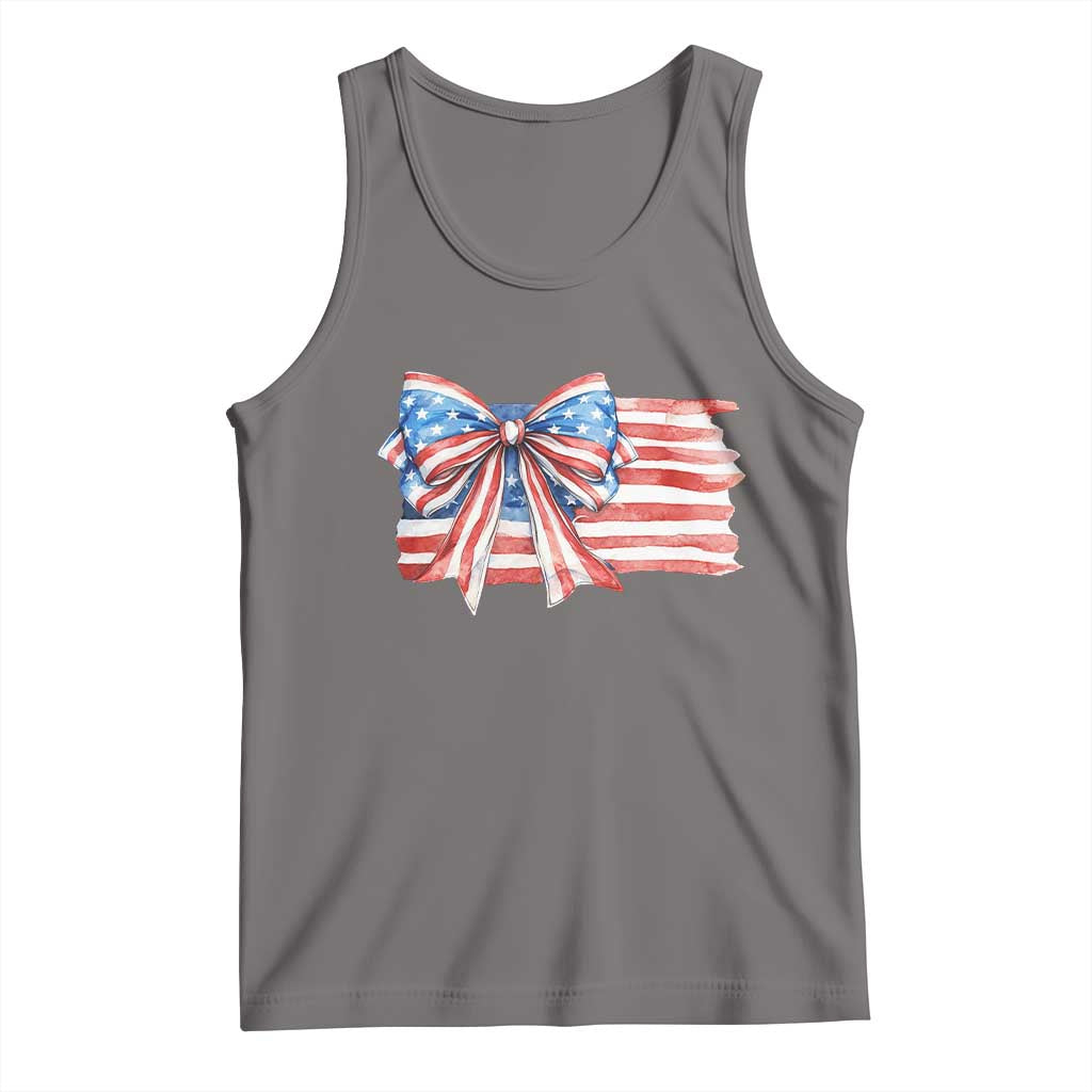 Patriotic American Flag Bow Tank Top Gift For Women TS12 Deep Heather Print Your Wear
