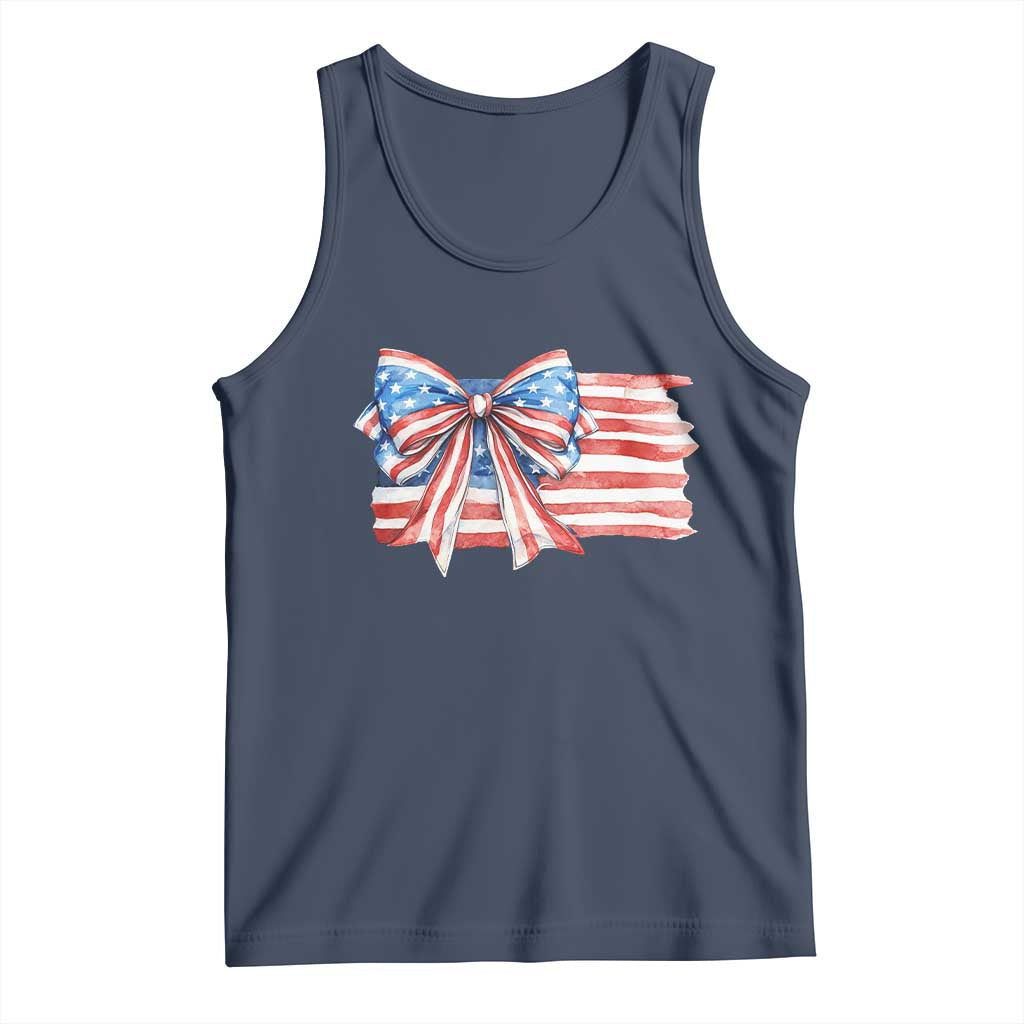 Patriotic American Flag Bow Tank Top Gift For Women TS12 Navy Print Your Wear