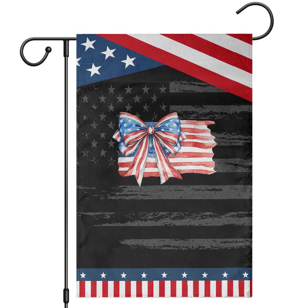Patriotic American Flag Bow Garden Flag Gift For Women TS12 Distressed Black Blue Print Your Wear