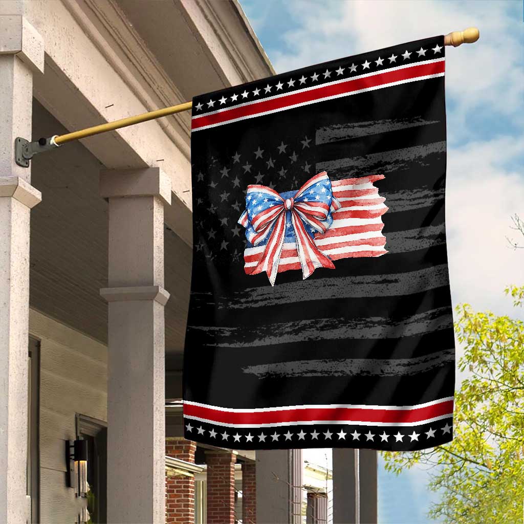Patriotic American Flag Bow Garden Flag Gift For Women TS12 Distressed Black Red Print Your Wear